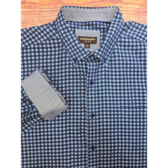 Johnston & Murphy Mens Blue Gingham Dress Shirt XXXL - Picture 4 of 8